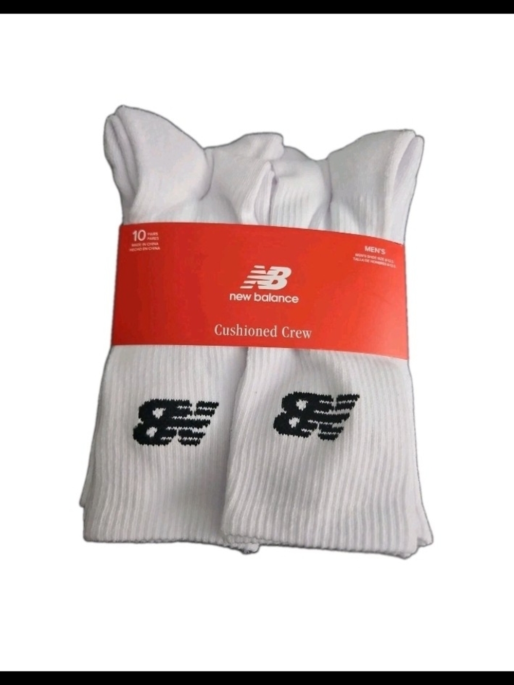 New Balance 10 pairs Cushion Crew socks Arch support size 8-12.5 White